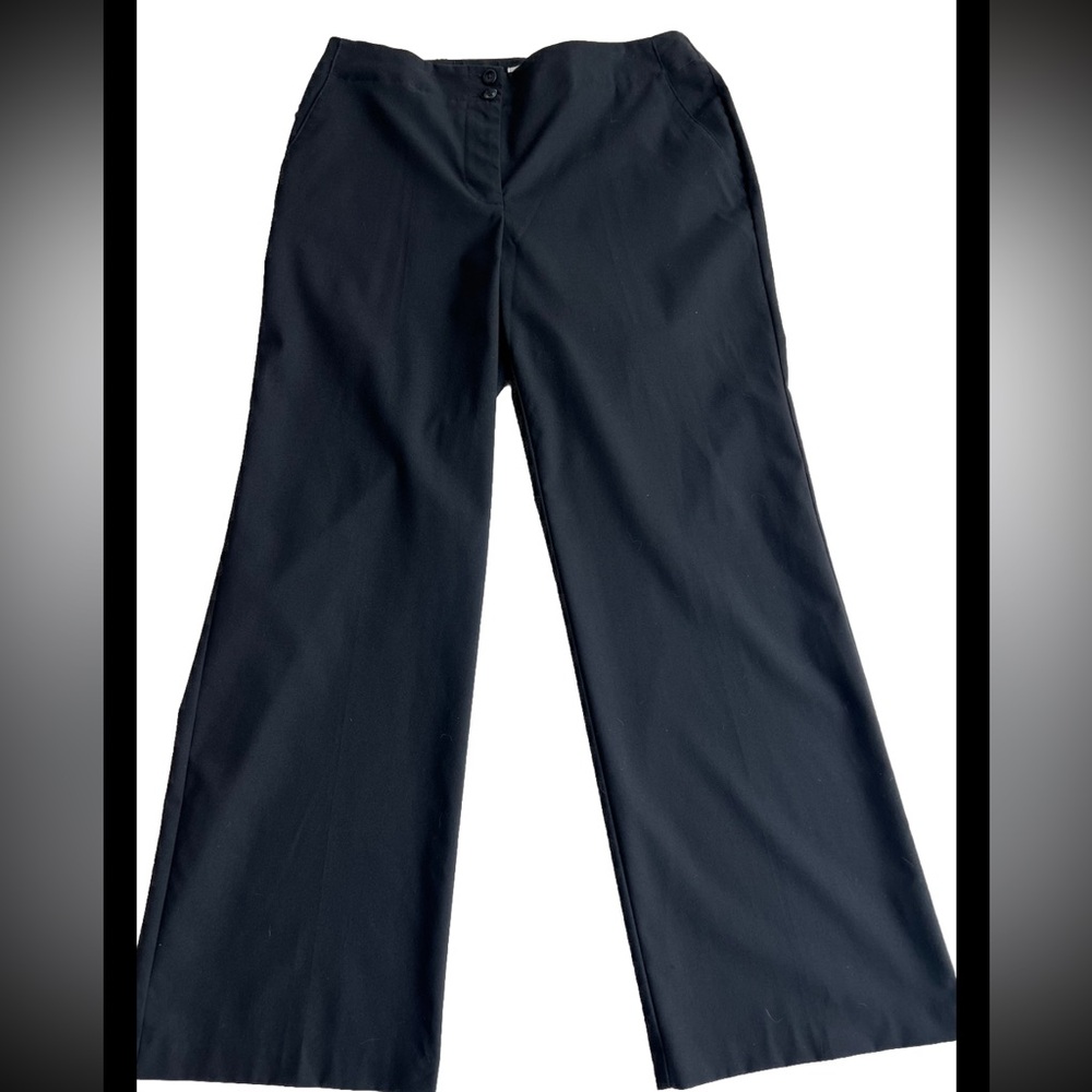 Chicos Wide Leg Mid-Rise Trouser Dress Pants Womens 1.5 |10 Black Business